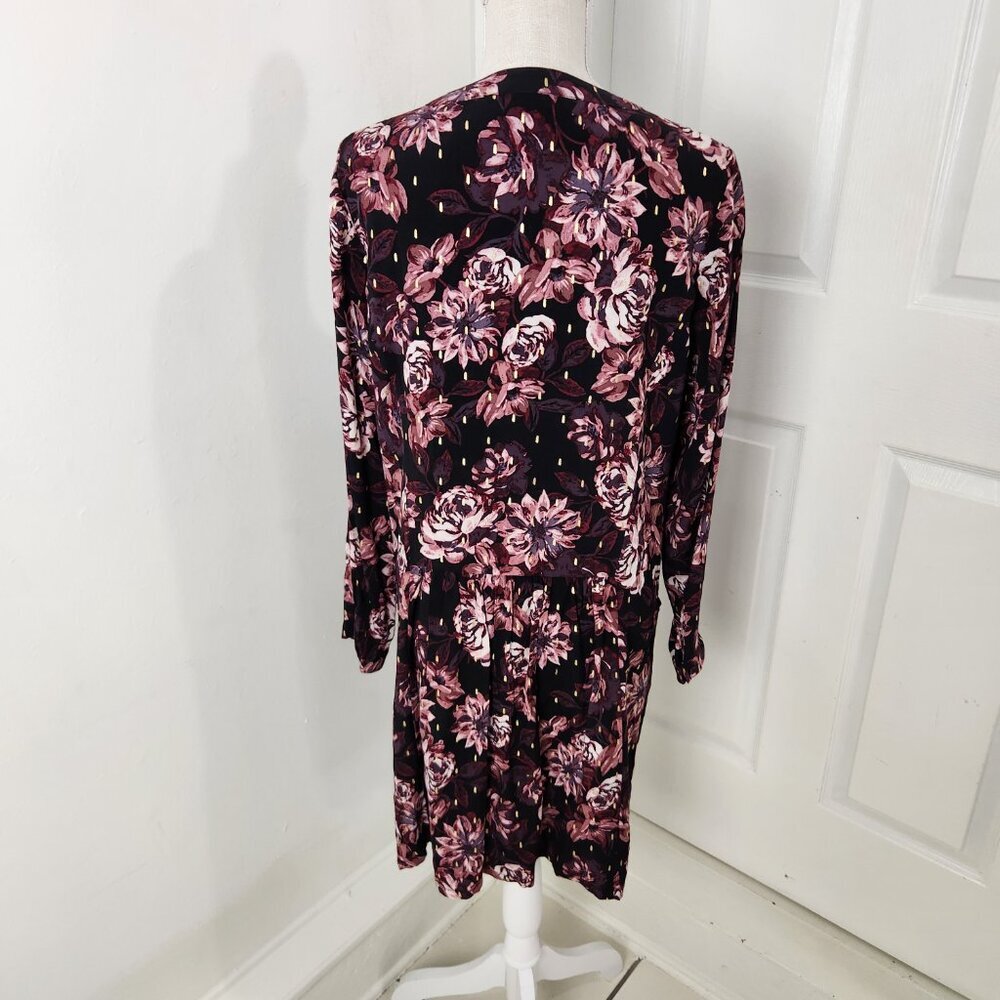 Garnet Hill Dress Womens 10 Purple Dropwaist Button Up Dark Romantic Moody - Picture 5 of 13